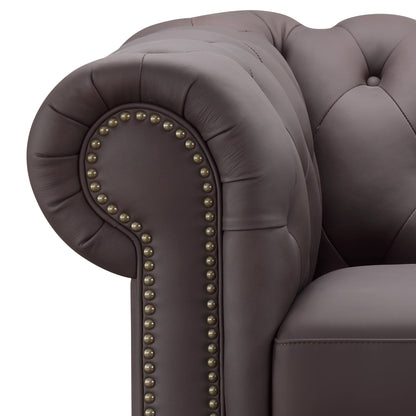 Culver Leather Chesterfield Sofa - Brown