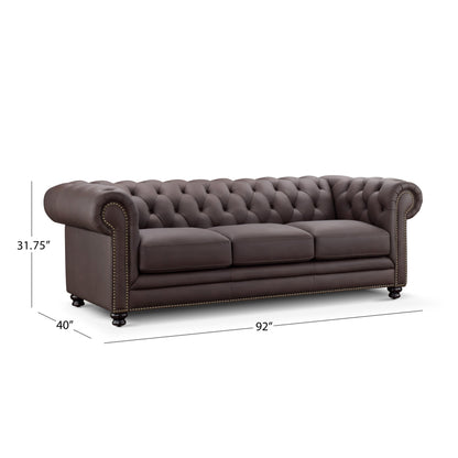 Culver Leather Chesterfield Sofa - Brown