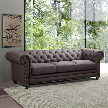 Culver Leather Chesterfield Sofa - Brown