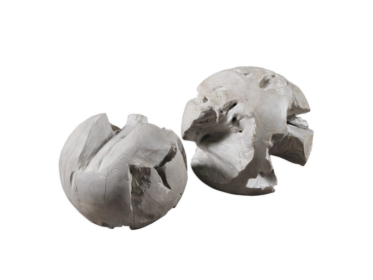 Abbyson Home Ezra Teak Balls, Set of 2