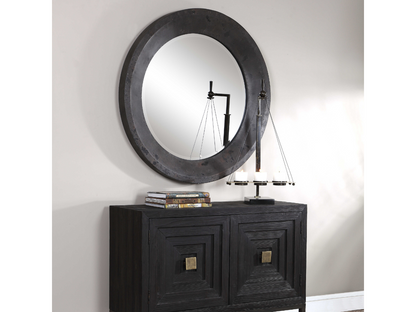Abbyson Home Ford Round Industrial Mirror