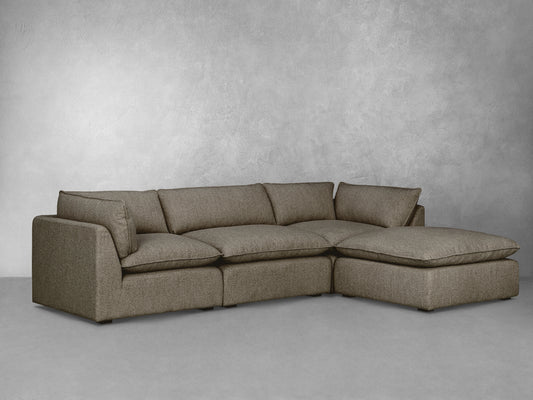 Luxe Boucle Fabric 4pc Sectional, Mocha