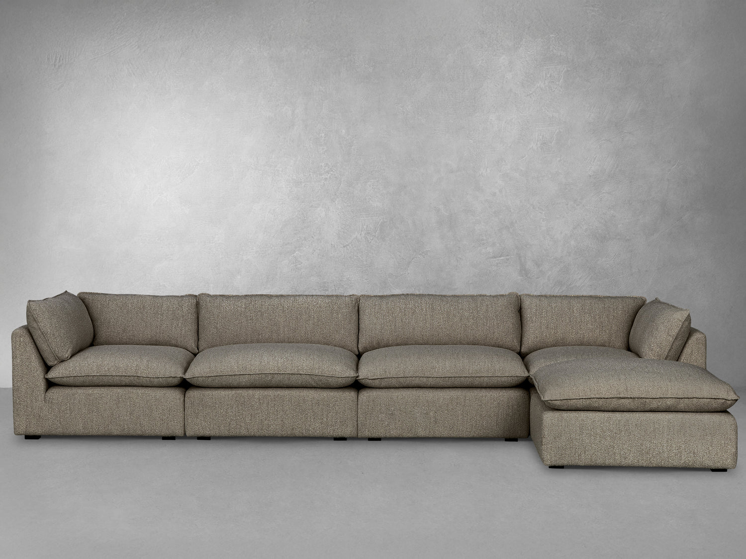 Luxe Boucle Fabric 5pc L-Shaped Sectional, Mocha