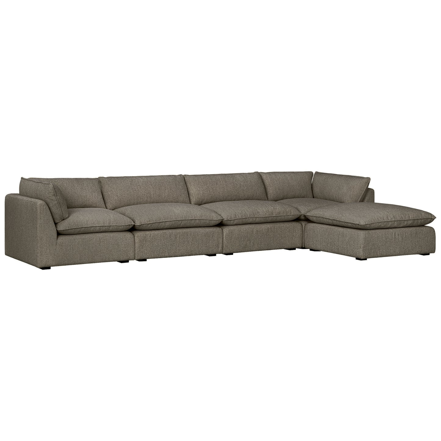 Luxe Boucle Fabric 5pc L-Shaped Sectional, Mocha
