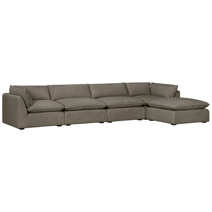 Luxe Boucle Fabric 5pc L-Shaped Sectional, Mocha