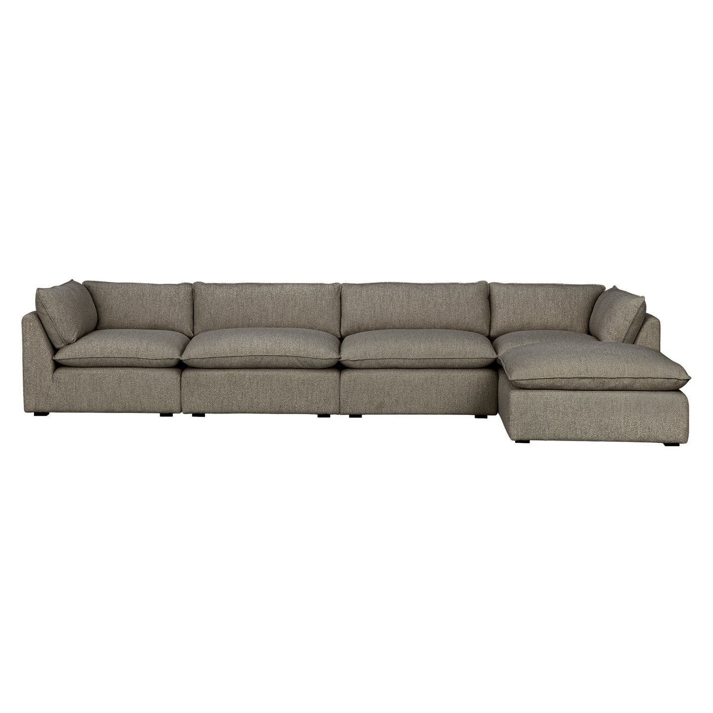 Luxe Boucle Fabric 5pc L-Shaped Sectional, Mocha