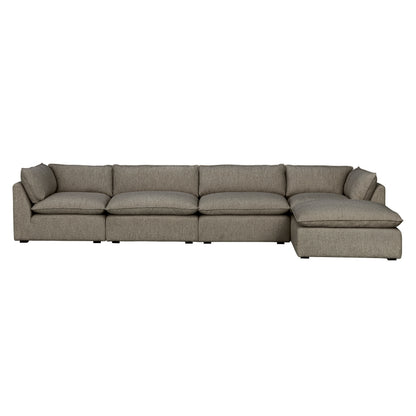 Luxe Boucle Fabric 5pc L-Shaped Sectional, Mocha