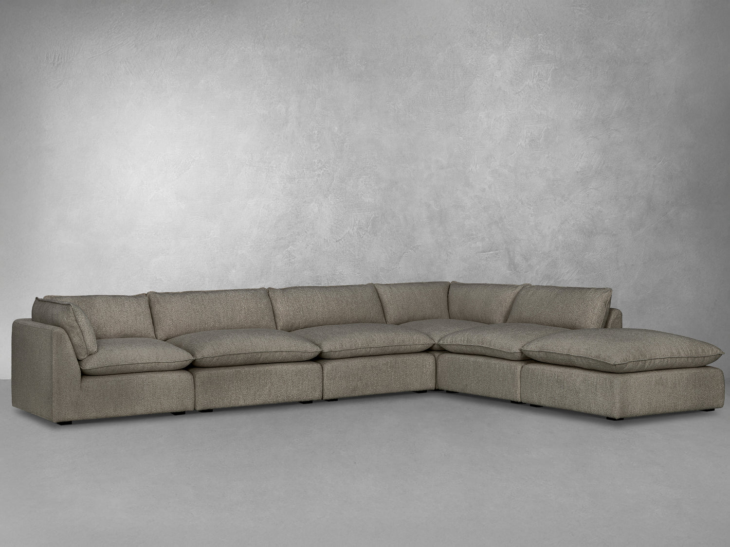 Luxe Boucle 6pc L-Shaped Sectional, Mocha