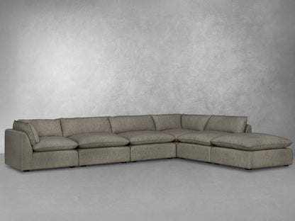 Luxe Boucle 6pc L-Shaped Sectional, Mocha