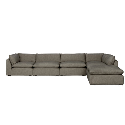 Luxe Boucle 6pc L-Shaped Sectional, Mocha