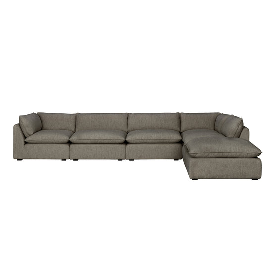 Luxe Boucle 6pc L-Shaped Sectional, Mocha