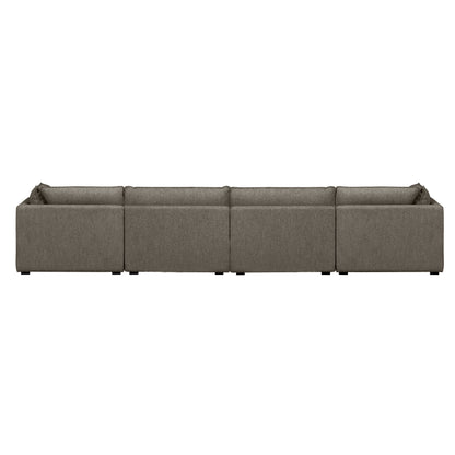 Luxe Boucle Fabric 5pc L-Shaped Sectional, Mocha
