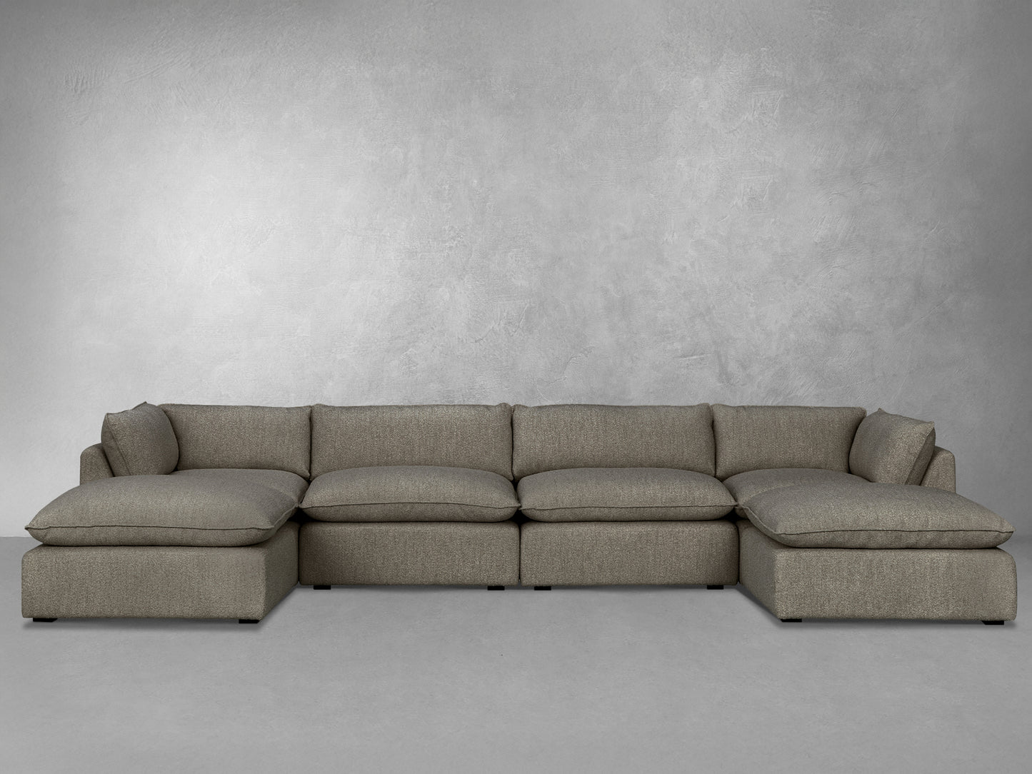Luxe Boucle Fabric 6pc U-Shaped Sectional, Mocha