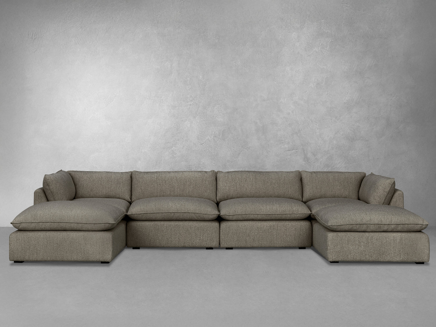Luxe Boucle Fabric 6pc U-Shaped Sectional, Mocha