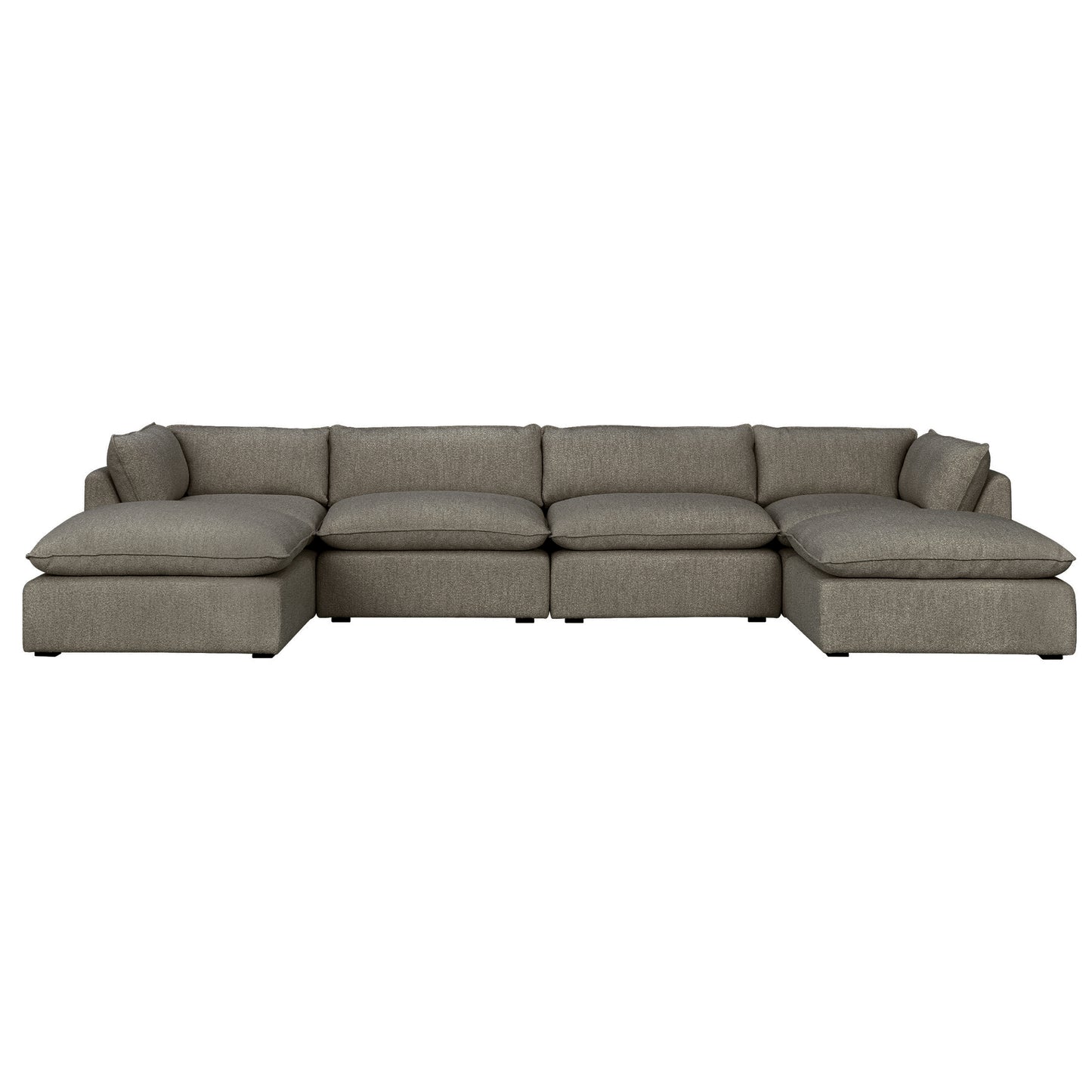 Luxe Boucle Fabric 6pc U-Shaped Sectional, Mocha