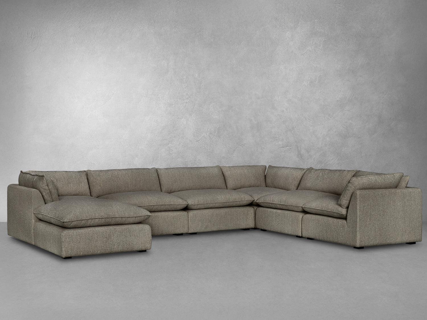 Luxe Boucle Fabric 7pc L-Shaped Sectional, Mocha