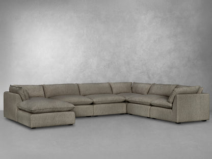 Luxe Boucle Fabric 7pc L-Shaped Sectional, Mocha