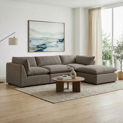 Luxe Boucle Fabric 4pc Sectional, Mocha