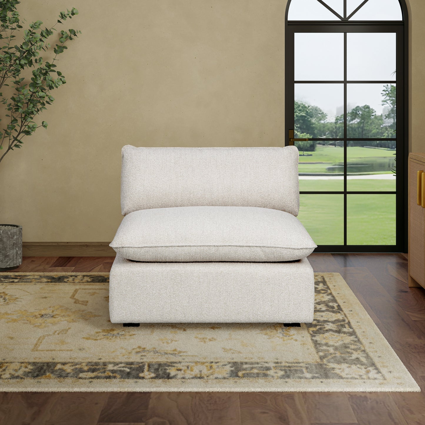 Luxe Boucle Armless Chair, Oat