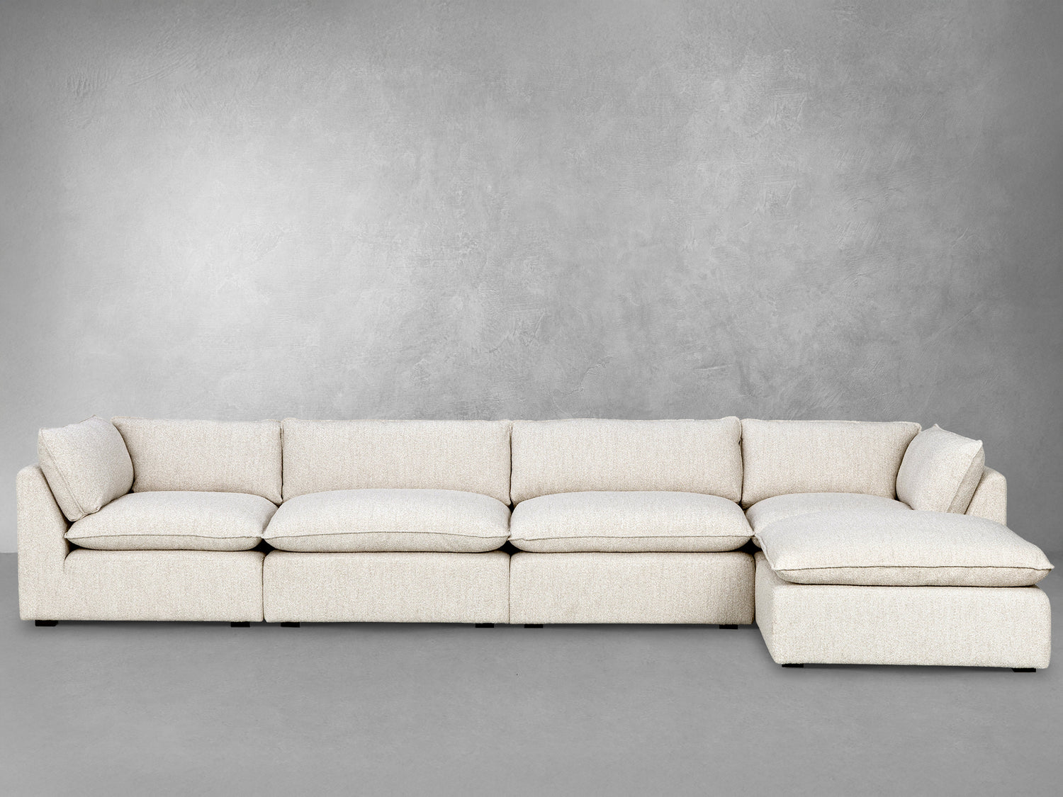 Luxe Boucle Fabric 5pc L-Shaped Sectional, Oat