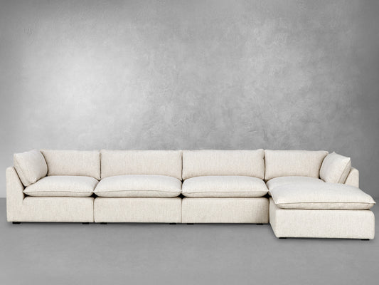 Luxe Boucle Fabric 5pc L-Shaped Sectional, Oat