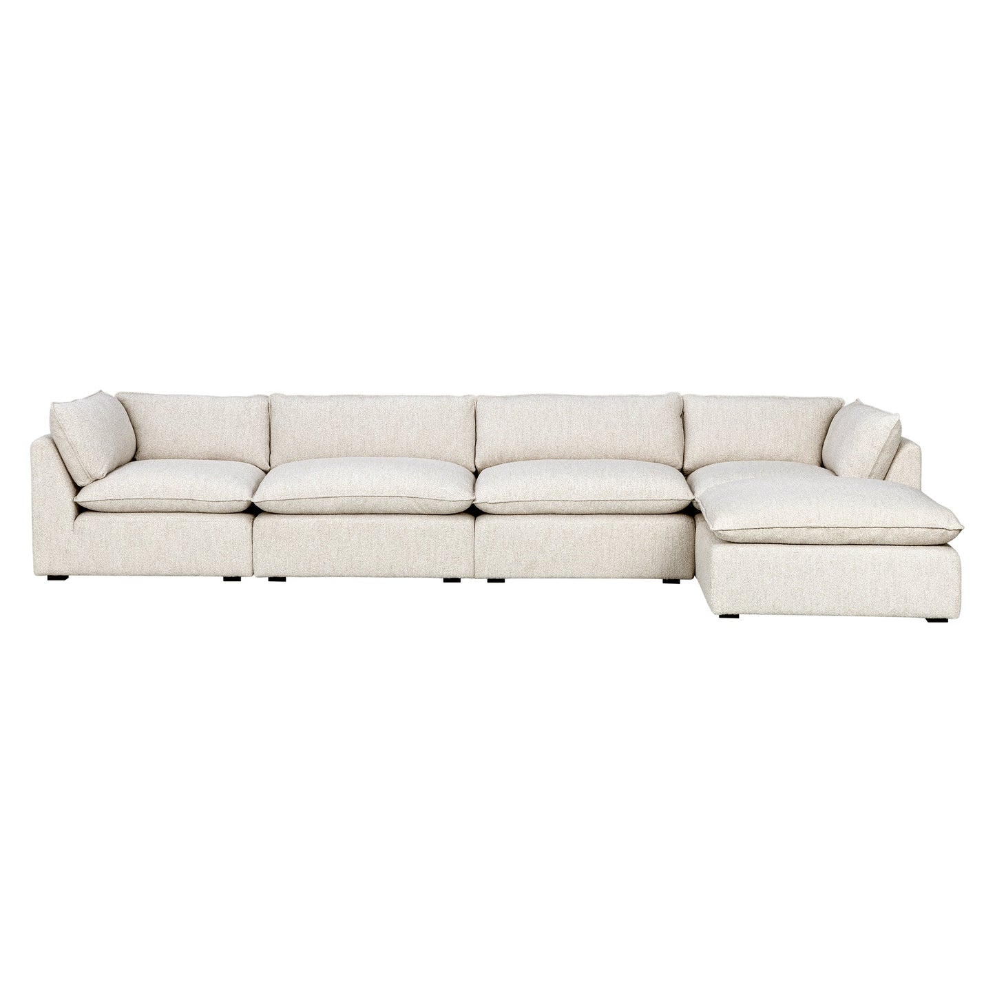 Luxe Boucle Fabric 5pc L-Shaped Sectional, Oat