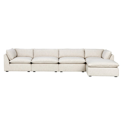 Luxe Boucle Fabric 5pc L-Shaped Sectional, Oat