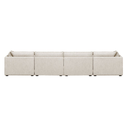 Luxe Boucle Fabric 5pc L-Shaped Sectional, Oat