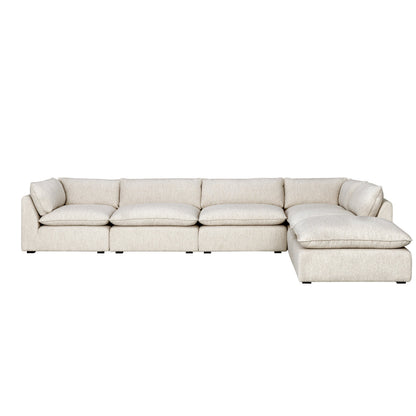 Luxe Boucle 6pc L-Shaped Sectional, Oat