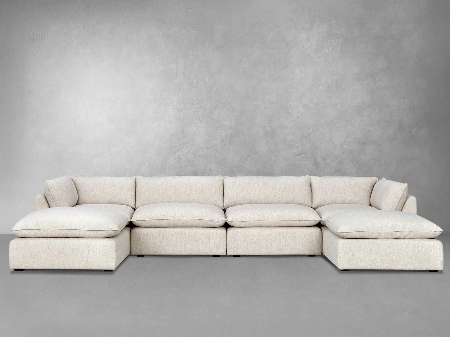 Luxe Boucle Fabric 6pc U-Shaped Sectional, Oat