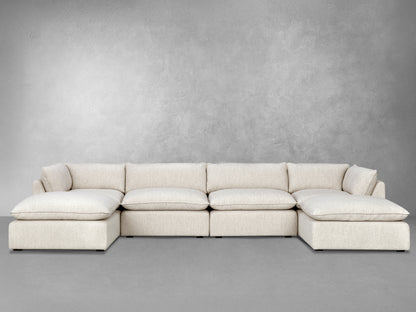 Luxe Boucle Fabric 6pc U-Shaped Sectional, Oat