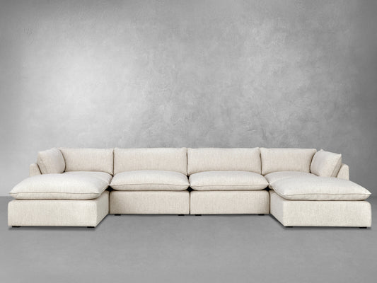 Luxe Boucle Fabric 6pc U-Shaped Sectional, Oat