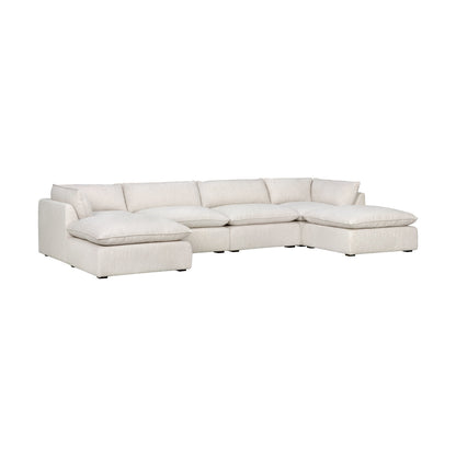 Luxe Boucle Fabric 6pc U-Shaped Sectional, Oat