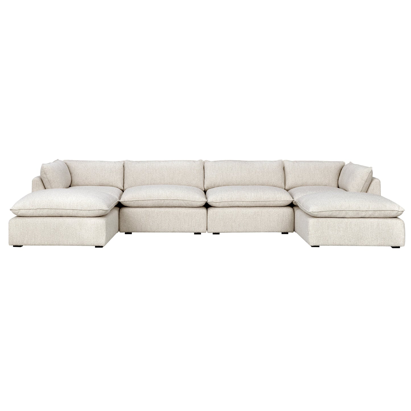 Luxe Boucle Fabric 6pc U-Shaped Sectional, Oat