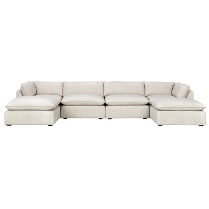 Luxe Boucle Fabric 6pc U-Shaped Sectional, Oat