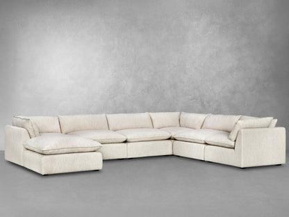 Luxe Boucle Fabric 7pc L-Shaped Sectional, Oat