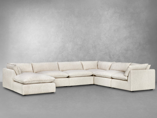 Luxe Boucle Fabric 7pc L-Shaped Sectional, Oat