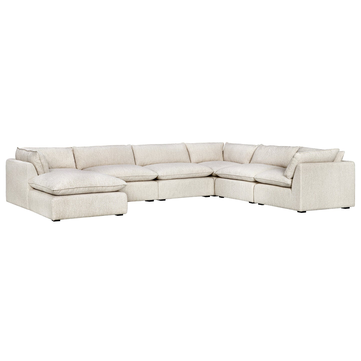 Luxe Boucle Fabric 7pc L-Shaped Sectional, Oat