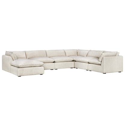 Luxe Boucle Fabric 7pc L-Shaped Sectional, Oat