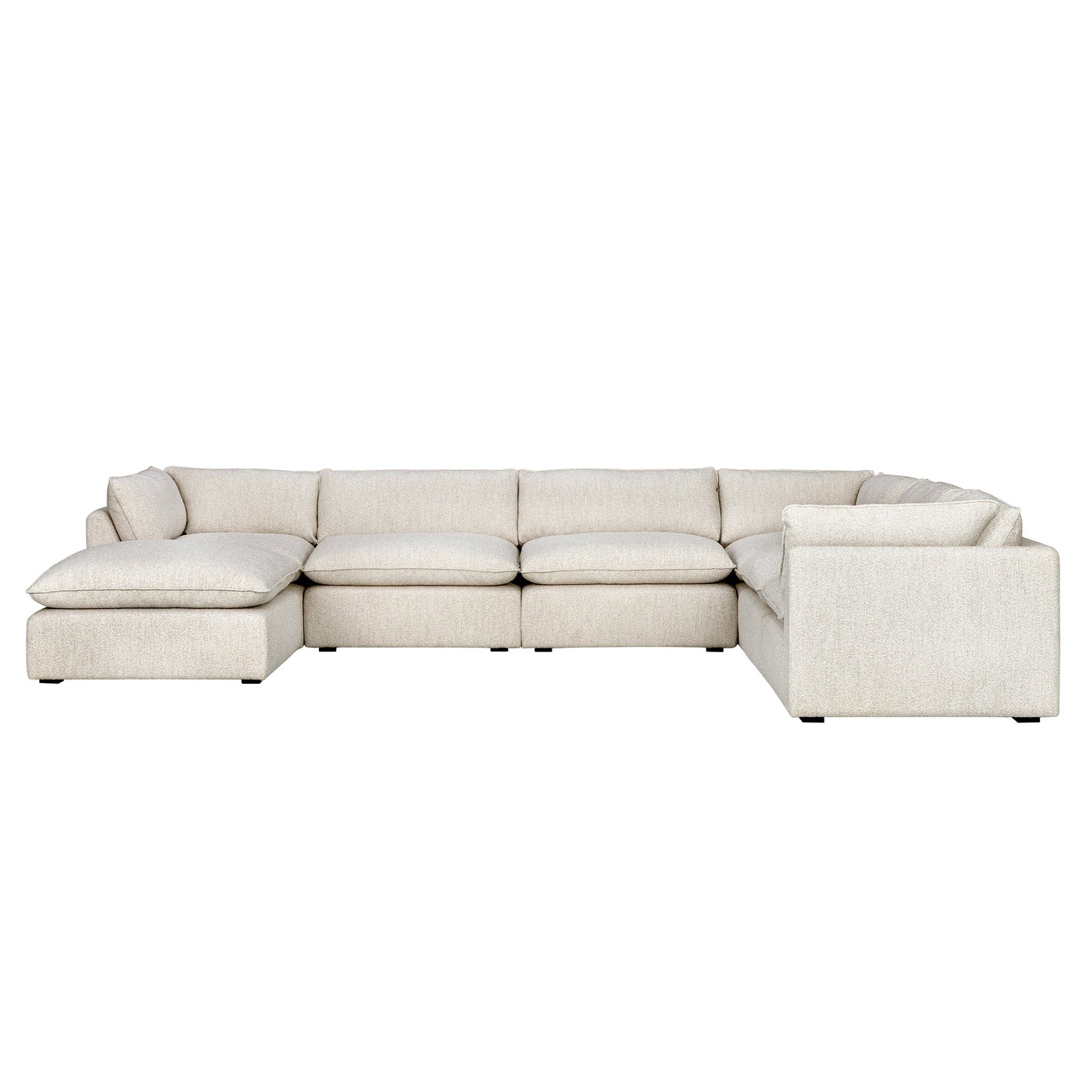 Luxe Boucle Fabric 7pc L-Shaped Sectional, Oat