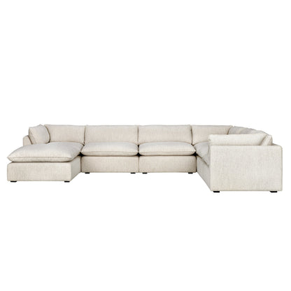 Luxe Boucle Fabric 7pc L-Shaped Sectional, Oat