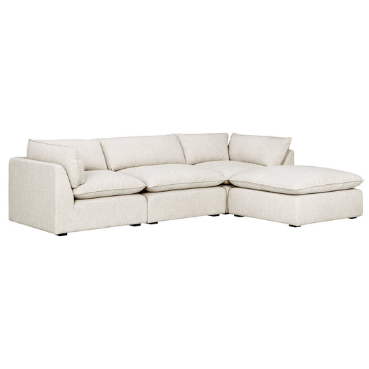 Luxe Boucle Fabric 4pc Sectional, Oat