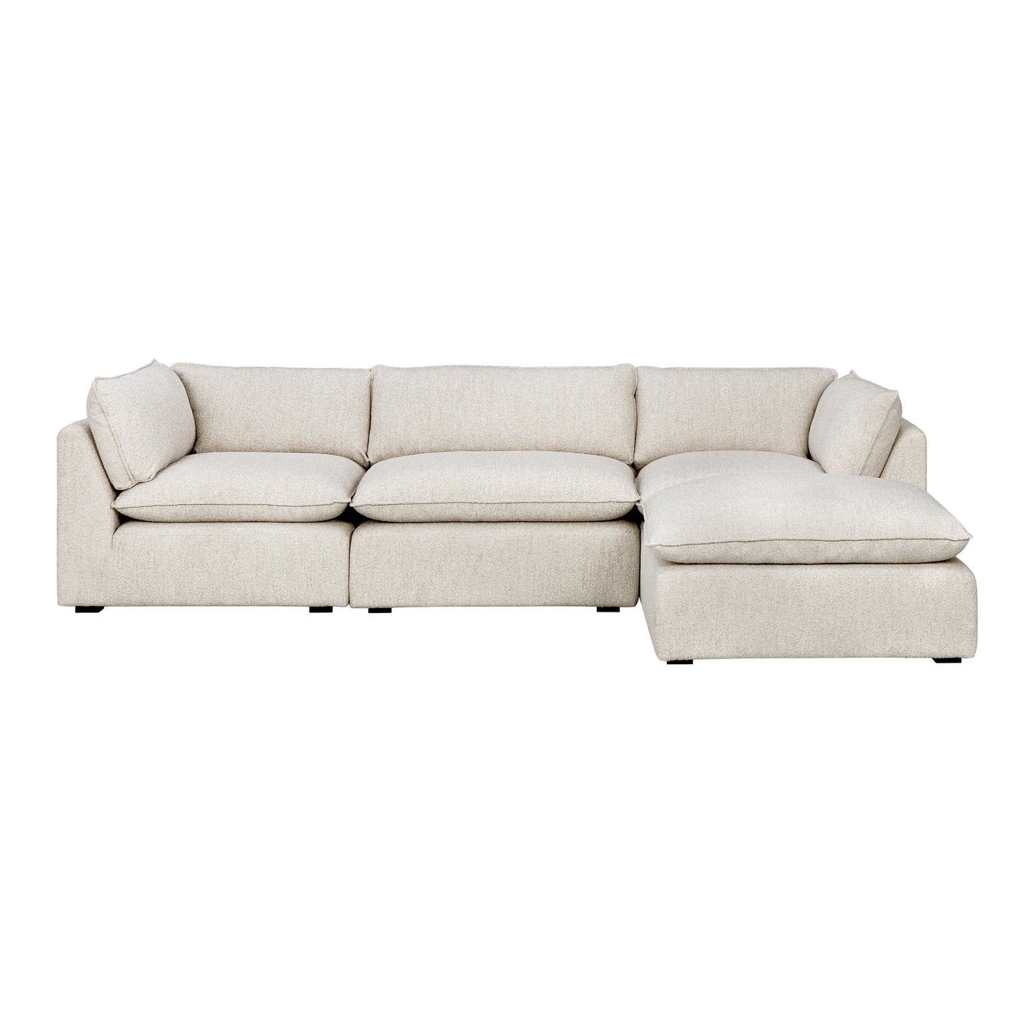 Luxe Boucle Fabric 4pc Sectional, Oat