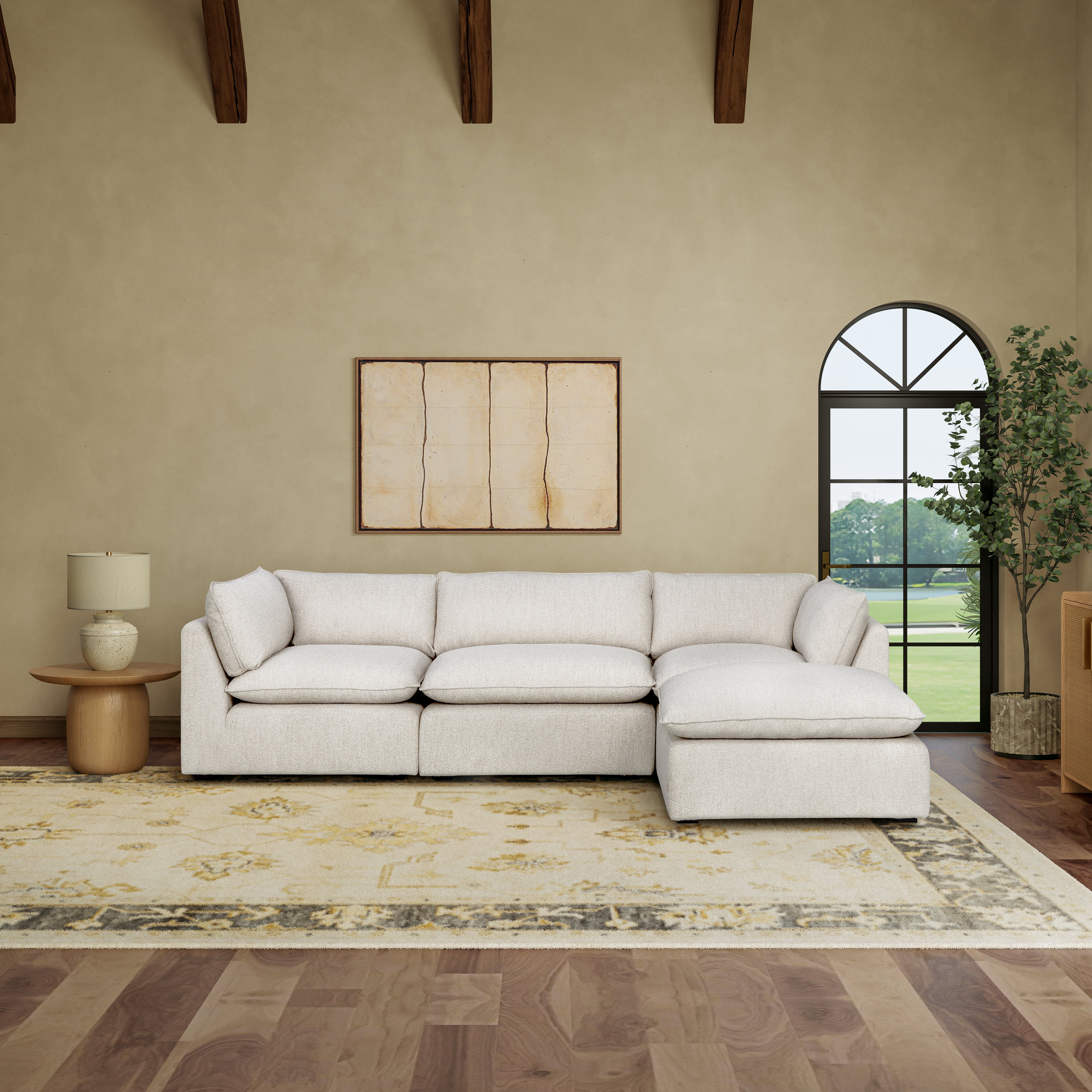 セットアップ maison celon  boucle set up Luxe Boucle Fabric 4pc Sectional, Oat – Abbyson