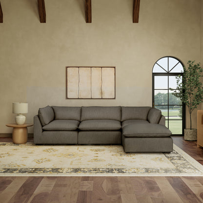 Luxe Boucle Fabric 4pc Sectional, Mocha