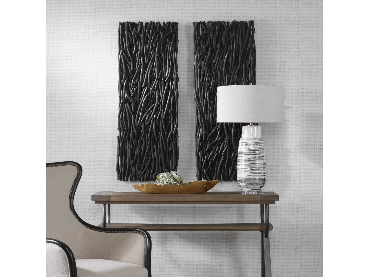 Abbyson Home Glint Black Wood Wall Decor