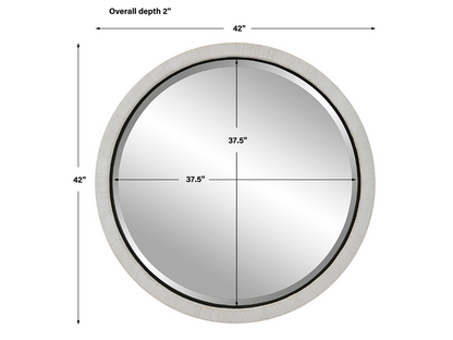 Abbyson Home Greta Whitewash Round Mirror