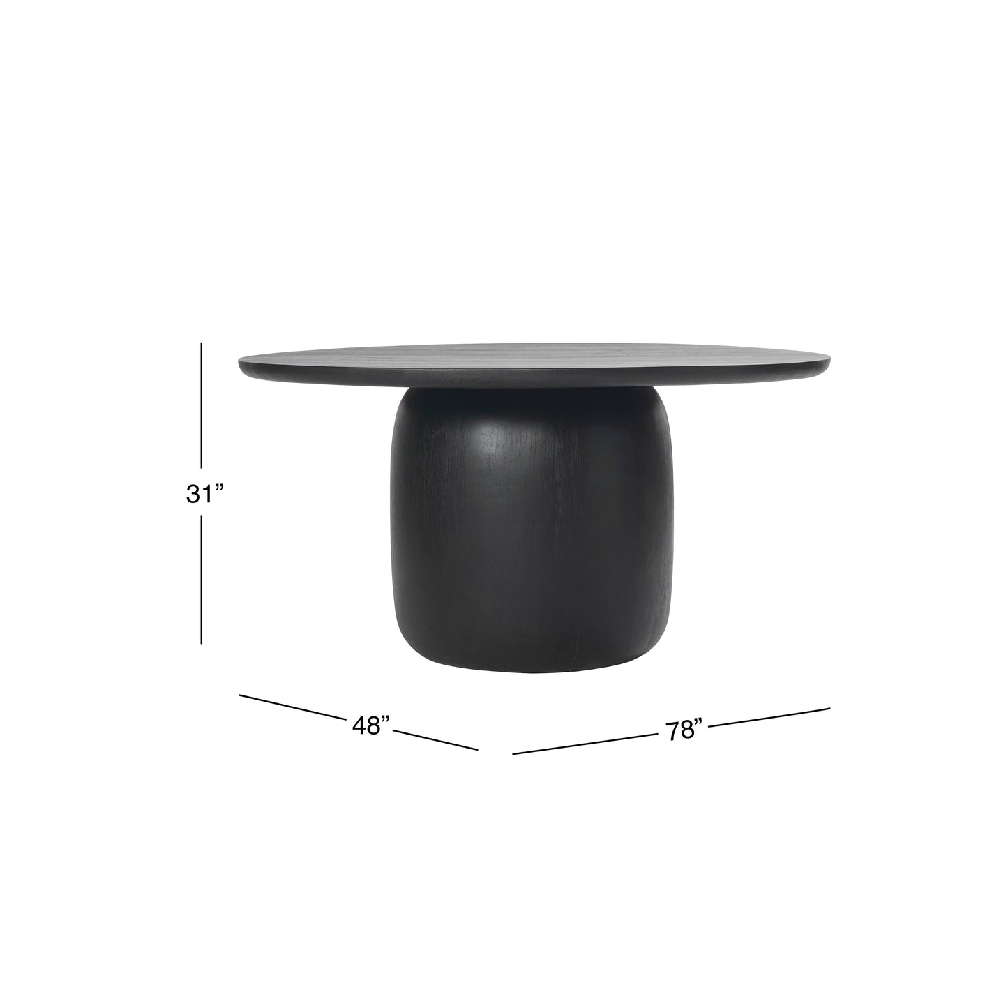 Pauline Oak Round Dining Table 78" - Black