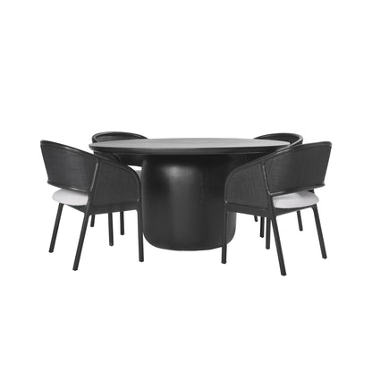 Pauline Oak Round Dining Table 78" - Black