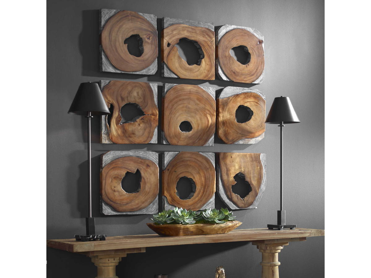 Abbyson Home Jamboree Wood Paneled Wall Art, Set of 9